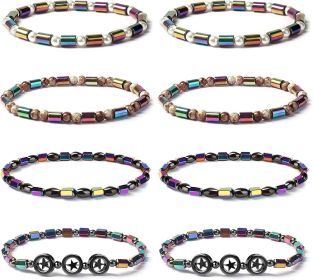 8PCS Anti-Swelling Anklet for Women Men Black Obsidian Anklet Colorful Hematite Anklet Bracelet Lymphatic Drainage Anti-Anxiety